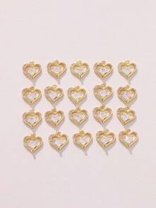 3件套DIY吊坠，心形锆石吊坠，精致百搭，铜镶嵌锆石，18K镀金和镀银可选 - DIY愛心配件 - 查看 5