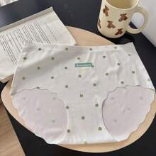 Summer Letter Print Sweet Cream Polka Dot Cute Girl Seamless Ice Silk Panties With Pure Cotton Crotch Women's Briefs - xám xanh - Xem 9