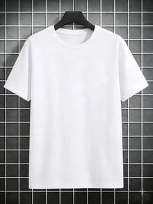Casual Men's T-Shirt Made Of Pure Cotton, Solid Color, Basic T-Shirt, Simple And Casual Style, Lightweight And Breathable, Comfortable And Versatile T-Shirt, Leisure Sportswear, Summer Clothing, Unisex, A Great Gift For Friends. - 白色 - 查看 2