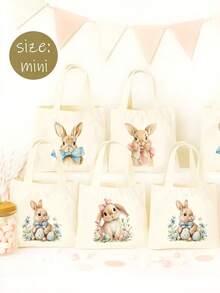 5/10pcs Mini/S/M/L Size Reusable Cute Rabbit Bow Heart Pattern Canvas Gift Bags Party Favor Bags Set, Birthday Party Kids Theme Party Gift Bags Baby Shower Back To School Graduation Party Theme Party Thanksgiving Christmas Anniversary Party Gift Packaging Bags Essential - View 9