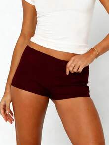 Y2k Micro Mini Shorts For Women Low Rise Booty Shorts Hot Pants Cute Going Out Bottoms Party Club Streetwear - 酒紅色 - 查看 3