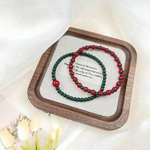 Bộ vòng tay tình bạn/đôi "Mang tình yêu trên cổ tay" bằng ngọc bích và đá carnelian, thiết kế độc đáo, có thể đeo chồng lên nhau. - Nhiều màu - Xem 6