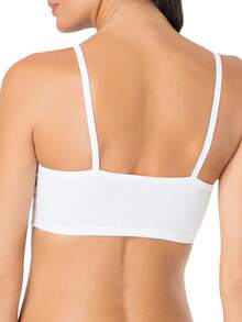 Women's Spaghetti Strap Cotton Sports Bra All-Day Comfort Soft Support Wireless Bra For Everyday Active Wear - 黑色/白色/淺灰色 - 查看 6