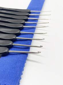 9pcs Lace Crochet Hook Set, 0.8-2.5mm With Carved Black Handles, Classic Design Combined With Fashionable Crocheting, Suitable For DIY Super Fine Yarn And Lace Projects - Black Lace Crochet Hook - View 4