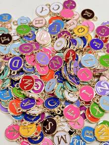 50pcs Mixed Letter Pendant Set, A-Z Letter Pendant DIY Necklace, Bracelet And Earrings-Zinc Alloy Jewelry Making Tools. - A - View 1