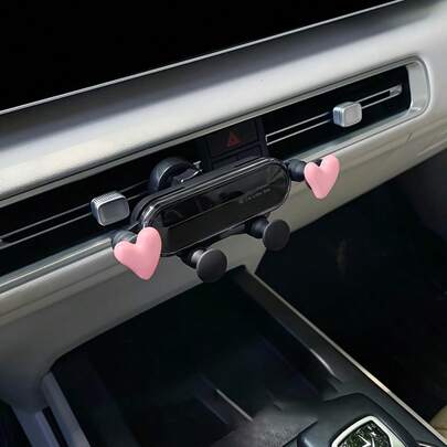 心形车载手机支架，多种颜色可选，适用于4-7英寸手机，兼容多种车载空调出风口，提升驾驶便利性，是节日/万圣节/圣诞节的理想车载配件或礼物。
