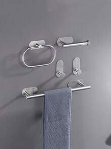 1个免钻孔不锈钢毛巾环，椭圆形毛巾架，浴室壁挂式毛巾架套装 - 查看 6