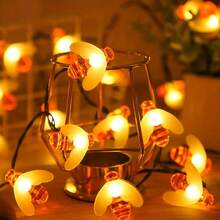 Solar Powered LED String Lights, 8 Modes Waterproof Outdoor Fairy Lights For Garden Patio Party Holiday Decor Warm White & Multi Color - Solar-powered Little Bee - View 3