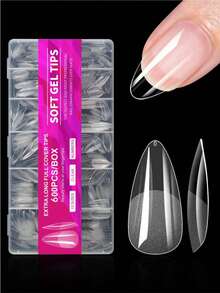 600pcs Almond-Shaped Short Matte Transparent Acrylic False Nail Tips, Semi-Finished Artificial Nails, Suitable For DIY Manicure, Press-On Nails And Other Nail Art Supplies - Multicolor - View 17