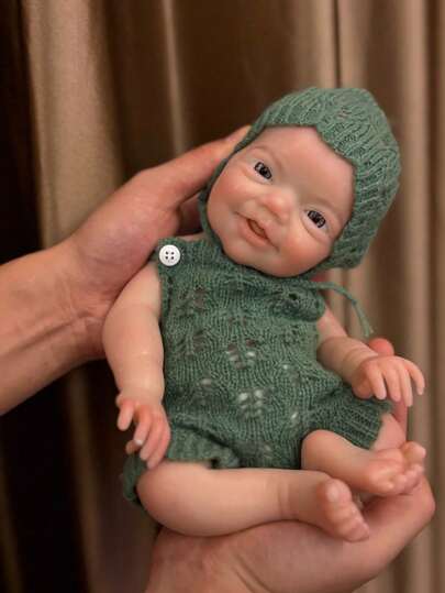 13 Inch Whole Body Silicone Boy Can Open Mouth Lifelike Big Eyes Bathable Reborn Baby Doll For Kids' Birthday Christmas Present(Anatomically Accurate)