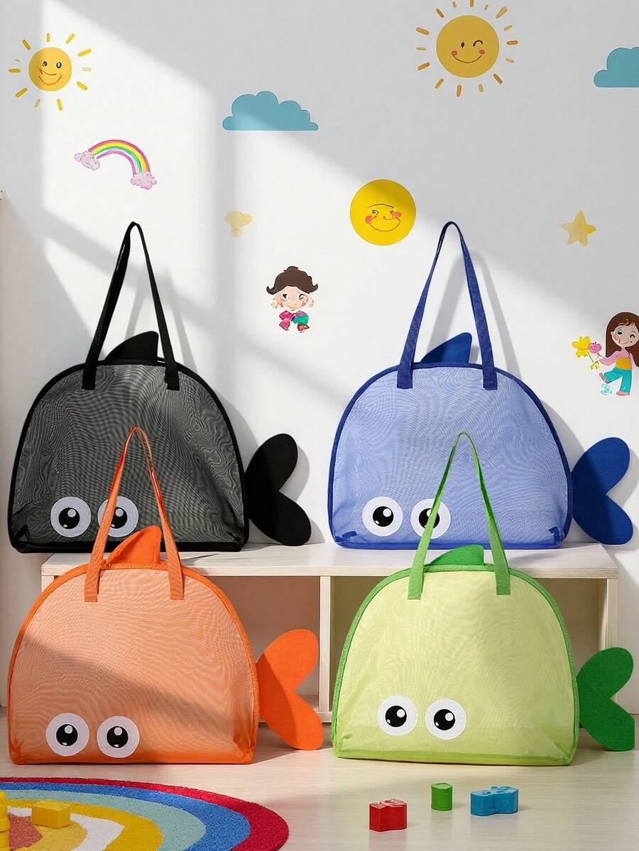 1pc Reusable Beach Tote Bag, Toy Storage Bag, Diaper Bag, Lightweight Multipurpose Carry Bag For School, Travel, Picnic, Family Vacation