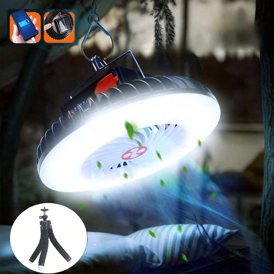 1PC ABS Multifunctional Camping Fan Light Outdoor Portable LED Rechargeable Waterproof Tent Camping Lighting - Multicolor - View 1
