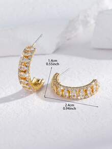 一对奢华优雅的C形耳环，镶嵌闪亮立方氧化锆，适合婚礼、毕业典礼、生日、派对和日常佩戴。 - 彩色 - 查看 5