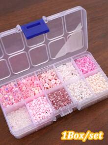 1 Caja/Set de 12 Rejillas de Cuentas de Vidrio Mezcladas de Diferentes Estilos para Hacer Joyas DIY, Pulseras, Collares - juego de cuentas de 12 gramos - Ver 12