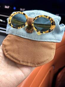 PETCIRCLE 1pc Pet Dog Cat Cute Small Dog Puppy Outdoor Stylish Casual Fashion Romantic Accessory - Leopard Print Fashion Glasses & Baseball Cap - Multicolor - View 7