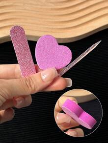 3pcs/Set Red & Pink Holiday Nail File Buffers, Nail Sanding Blocks, Nail Buffers, Nail Care Tools Kit For Valentine's Day & New Year, Nail Art Supplies - Multicolor - View 5