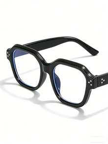 男女通用眼镜 - 多边形加厚黑色镜框 防眼疲劳 防紫外线 电脑游戏 阅读眼镜 - 彩色 - 查看 4