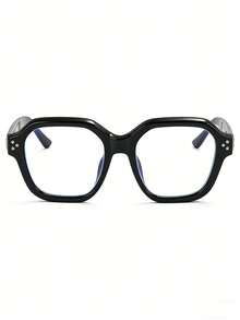 男女通用眼镜 - 多边形加厚黑色镜框 防眼疲劳 防紫外线 电脑游戏 阅读眼镜 - 彩色 - 查看 3