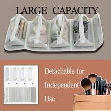 4-In-1 Detachable Waterproof Leather Cosmetic Bag, Women's Foldable Hanging Travel Makeup Bag With Compartments - View 5