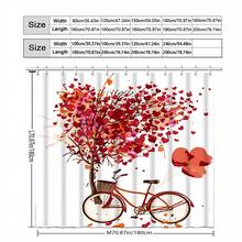 [150x180 CM] 1 pezzo Tenda doccia semplice con motivo albero dell'amore e bicicletta, di alta qualità ed elegante, accessorio per il bagno con stampa piatta 2D - 150x180cm - Visualizzare 5