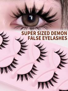 5对漫画风格透明A字尖头小恶魔假睫毛，自然卷翘，适合角色扮演，可用于延长漫画眼妆，长度10-15毫米 - 查看 3