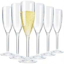 5oz Acrylic Champagne Flutes, Unbreakable High Stem Cups, Reusable Champagne Toasting Glasses - Modern & Suitable For Home, Wedding, Baking, Drinking, Valentine's Day, Kids Party, Anniversary, Father's Day, Mother's Day, Easter, Holiday Picnic, New Year Party - A - View 1
