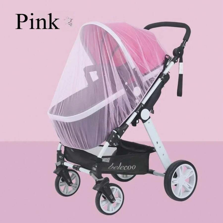 Baby Stroller Mosquito Net, Summer Stroller Mosquito Net, Insect Screen, Baby Stroller Safety Net, Mesh Mosquito Net For Baby Stroller - Pink - View 1