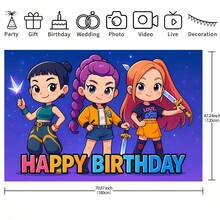 K-Pop Stage Witch Hunter Theme Girls Party Scene Birthday Party Backdrop Banner. K-Pop Theme Wall Decor. Photo Shooting Background. Ideal For Electronic Music Festival Celebrations, Room Decor And Display Props. - Multicolor - View 9