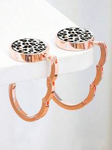 1pc Foldable Purse Holder Rack, Vintage Metal Flower Hook, Stainless Steel Round Table Hanging Rack For Bags And Wallets, Portable Desktop Hanger-DCFV - Gold - View 2