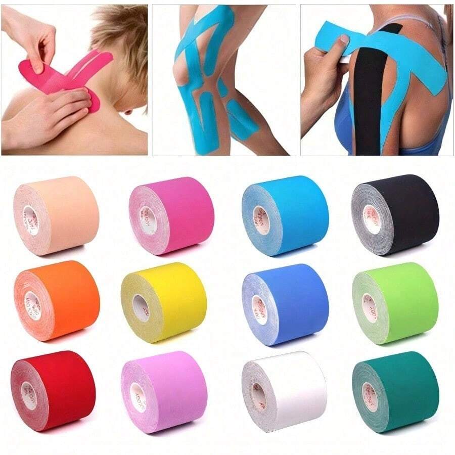 2.5cm*5m Sports Muscle Tape, Breathable And Elastic, Provides Support For Shoulders And Feet, Flexible Adhesive Back Support, Suitable For Gym And Training Use - Multicolor - View 1