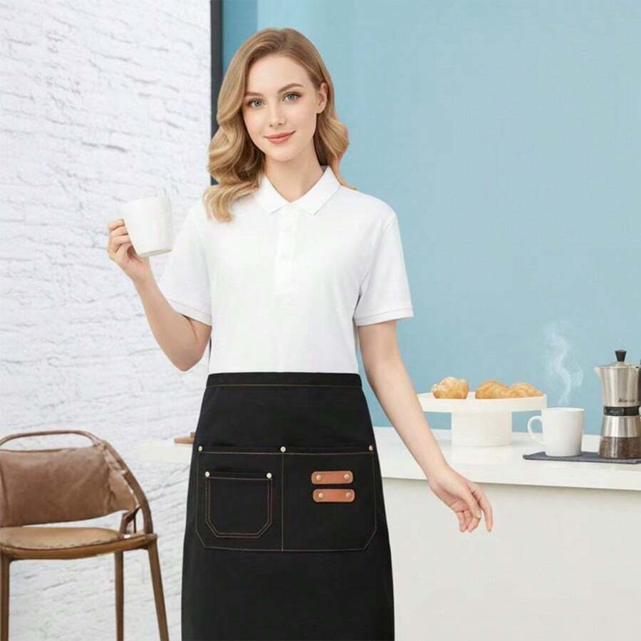 1 chiếc tạp dề đeo eo, tạp dề nửa thân dành cho nhân viên nhà hàng/dịch vụ ăn uống, thích hợp cho quán bar, quán cà phê. - Nhiều màu - Xem 1