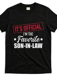 Favorite-Son-In-Law-T-ShirtSame Style For Men And Women 2025 Summer Short-Sleeved Printed T-Shirt Pure 220G - 黑色 - 查看 1
