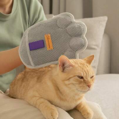 Cute Cat Paw Deshedding Brush Glove, Pet Hair Remover, Static-Free Deshedding Glove For Cats & Dogs