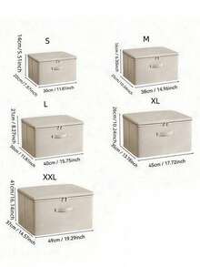 1pc Large Tian Shan Linen Clothing Storage Box, Wardrobe Organizer Basket - Beige - View 8