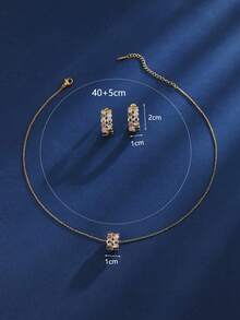 2pcs/Set Minimalist Hexagon Honeycomb Necklace & Earrings Set, Luxury Niche Design Jewelry, Suitable For Gifts And Daily Wear - earrings necklace set - View 5