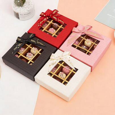 Hộp quà sô cô la, hộp quà kẹo, hộp đựng bánh ngọt, hộp đựng bánh tráng miệng trong suốt có nơ. Thích hợp làm quà tặng đám cưới và tiệc tùng, quà lưu niệm, quà sinh nhật, quà Ngày của Mẹ và các bữa tiệc ngày lễ, kỷ niệm, tiệc theo chủ đề. Dễ dàng mang theo, không cần phụ kiện - Món quà hoàn hảo