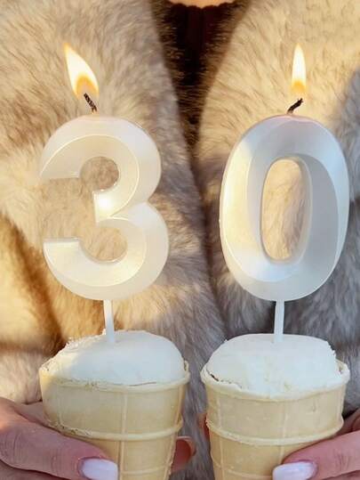 1 stuk witte schelpvormige kaars met de cijfers 0-9, decoratiekaars voor verjaardagstaart