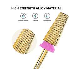 NotNoot Nail Drill Bits, 3-In-1 Tungsten Carbide 3/32'' Professional Bit, Anti-Clogging Cut Design, E-File, Removes Acrylic Hard & Soft Gel - Gold - View 2