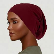 YPGVUO 1PC Solid Color Hijab Undercap, Soft Stretch Elastic Inner Cap, Wrinkle Back Design Headscarf Base Cap For Daily Wear & Ramadan(Runs Large) - A - View 6