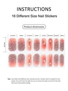 Bộ 16 miếng dán móng tay gel bán khô, màu be thạch, không cần đèn UV, chất lượng salon, bền lâu. - Hồng - Xem 4