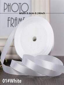 1 Roll 6mm-0.24inch 25 Yards Multi-Color Polyester Satin Ribbon, Solid Color Satin Ribbon Suitable For Gift Box Packaging, DIY Crafts, Wedding Party Decorations, High Density Handmade Weaving - 6mm Polyester Satin Ribbon - View 2