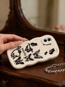 柔软硅胶手机壳，马卡龙边缘波浪纹理，哑光表面，创意蝴蝶图案，兼容 Moto G04/05/13/14/15/24/34/35、A12/A13/A14/A15/A16/A17/A04/A05/A06/A07/A51/A54/A55/A56/A34/A35A/36/S25/S25Plus/S25Ultra、A54 - 波浪白色 - 查看 4