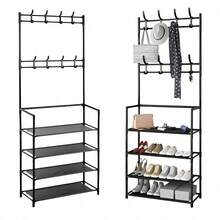 Shoe Rack, Coat Rack, Clothes Rack, Multi-Purpose Support For Shoes, Sneakers, Clothes, Closet, Bedroom, Cabinets. - 黑色 - 查看 1