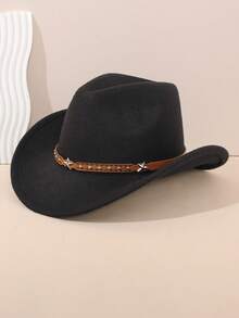 1 pezzo Cappello da cowboy in denim rosa stile Y2K, cappello da cowboy in feltro da donna con decorazione a stella, fascia in pelle, adatto per festival musicali e feste - 1 pezzo - Visualizzare 13