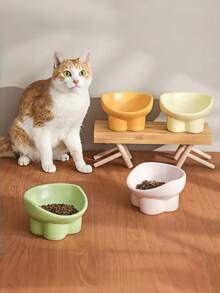 陶瓷猫碗，水碗，保护颈部，高脚倾斜设计，猫咪饮水碗，宠物碗，狗粮碗，食物碗，倾斜设计符合宠物进食习惯，方便猫狗舔舐清洁，减少食物残渣，保持口腔卫生，也适用于扁脸宠物。 - 200ml - 查看 2