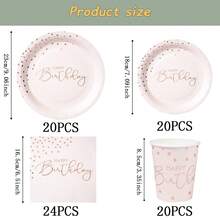 Rose Gold Polka Dot Pattern Disposable Tableware Set, 7/9 Inch Party Plates, Disposable Paper Plates, Napkins, Cups, Suitable For Holidays, Weddings, Engagements, Birthdays, Parties, Celebrations - Multicolor - View 14