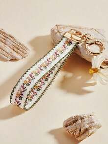1pc Zinc Alloy Keychain, Chain, Bag Charm, Double-Layer Ribbon Keychain, Woven Strap Keychain, Keychain Accessories, Wristlet Keychain, Printed Ribbon Keychain, Women's Car Keychain, Women's Bag Charm Keychain, Universal Keychain, Women's Fashion Keychain (Slight Color Difference May Exist Due To Different Shooting Angles And Lighting, Please Refer To Actual Product. ) OYBP - 嬰兒粉 - 查看 2