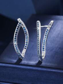 1 Đôi bông tai đính đá Zirconia lấp lánh, độc đáo, bất đối xứng, lãng mạn, đa năng cho hàng ngày, công sở, hẹn hò, thanh lịch - W17859 - Xem 6