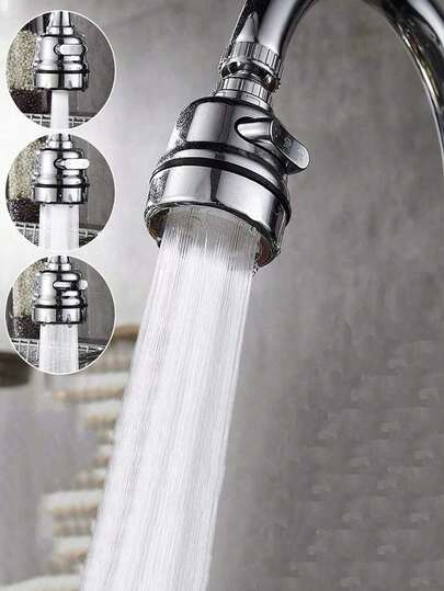 1pc 3-Mode Kitchen Faucet Sprayer Head, 360° Rotating Faucet Extender, Anti-Splash Tap Nozzle, Home Bathroom Decor, Suitable For Autumn & Back To School Season