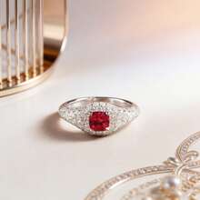 1 chiếc nhẫn thời trang sang trọng, tinh tế, cao cấp được đính toàn bộ đá Cubic Zirconia, thích hợp cho nữ giới đeo hàng ngày. - Bạc - Xem 2